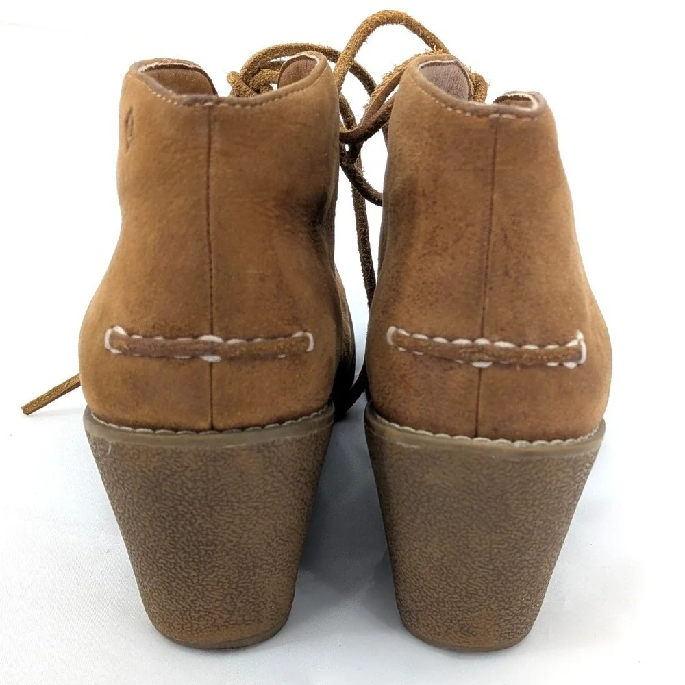 Rustic Western Boho Suede Ankle Boots‎ Sperry Leather Lace Up Booties 8